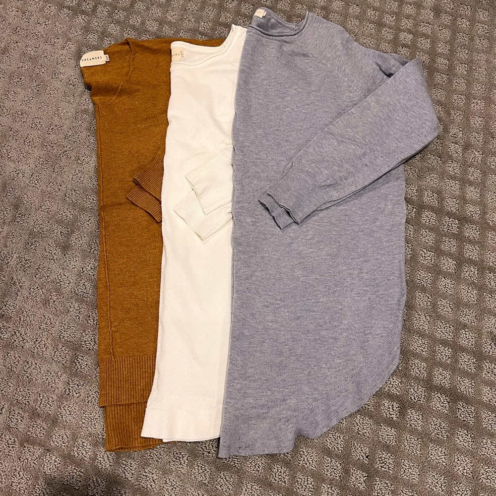 Dreamers Women's Sweater Trio - Brown, White, and BlueGray